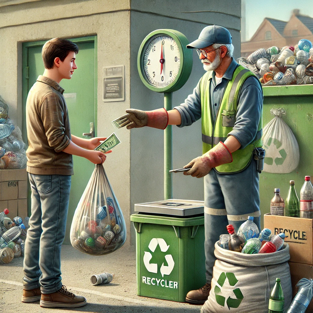 Ilustrasi pengelolaan dan daur ulang sampah dengan aplikasi Banksam Trashure